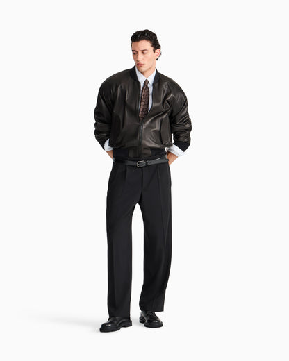 Blouson jacket regular fit in leather