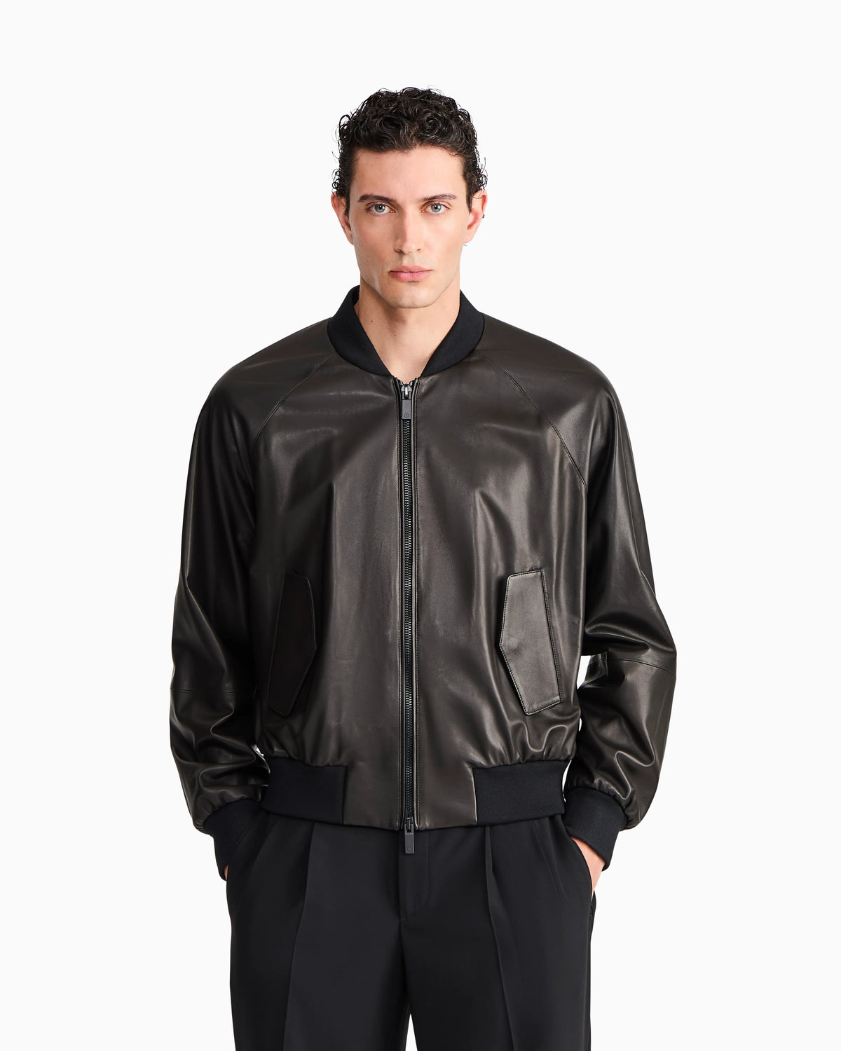 Blouson jacket regular fit in leather
