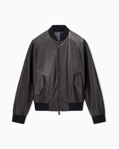 Blouson jacket regular fit in leather