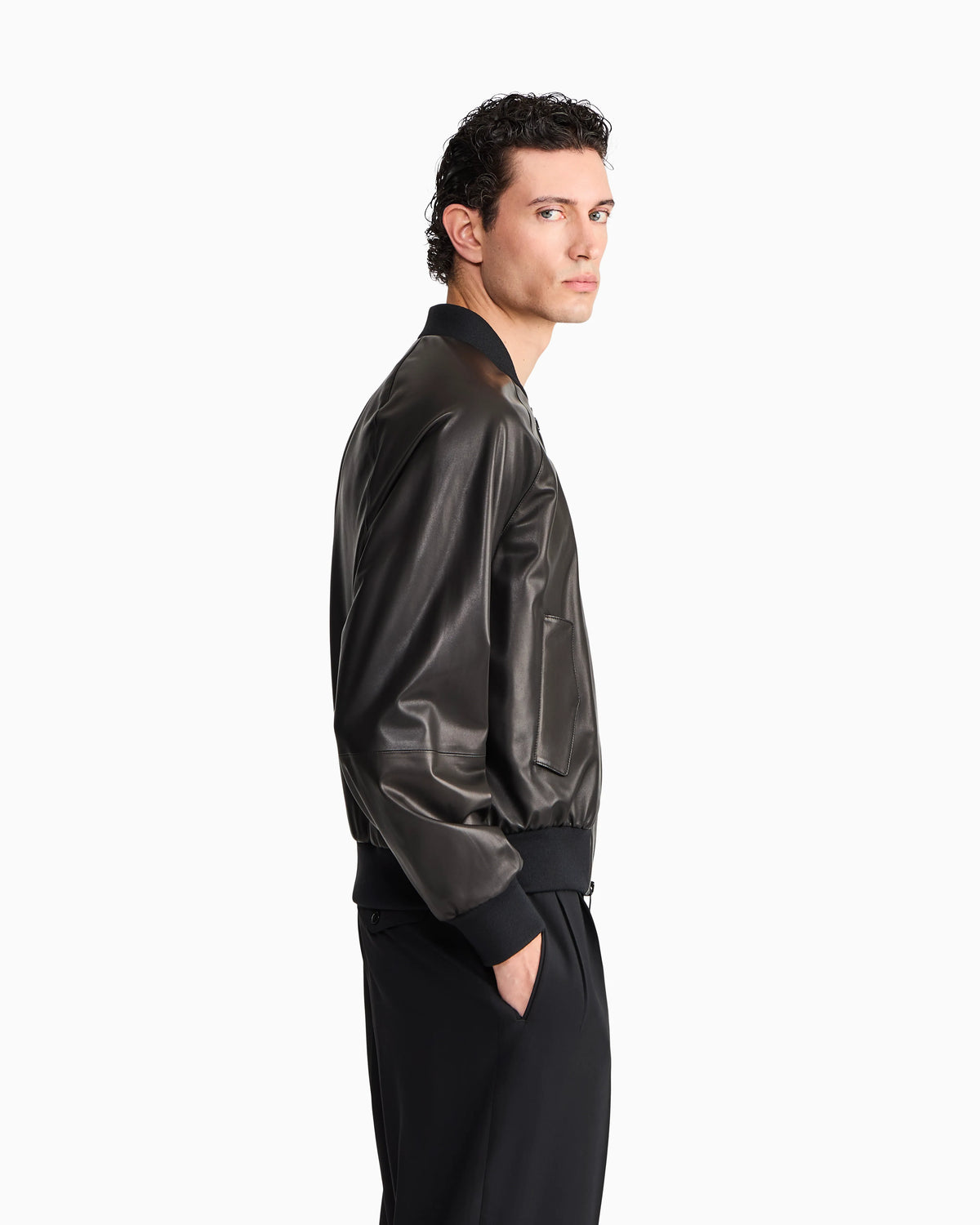 Blouson jacket regular fit in leather