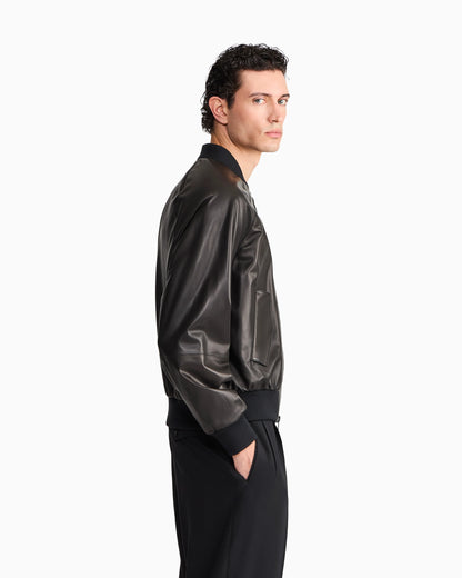 Blouson jacket regular fit in leather