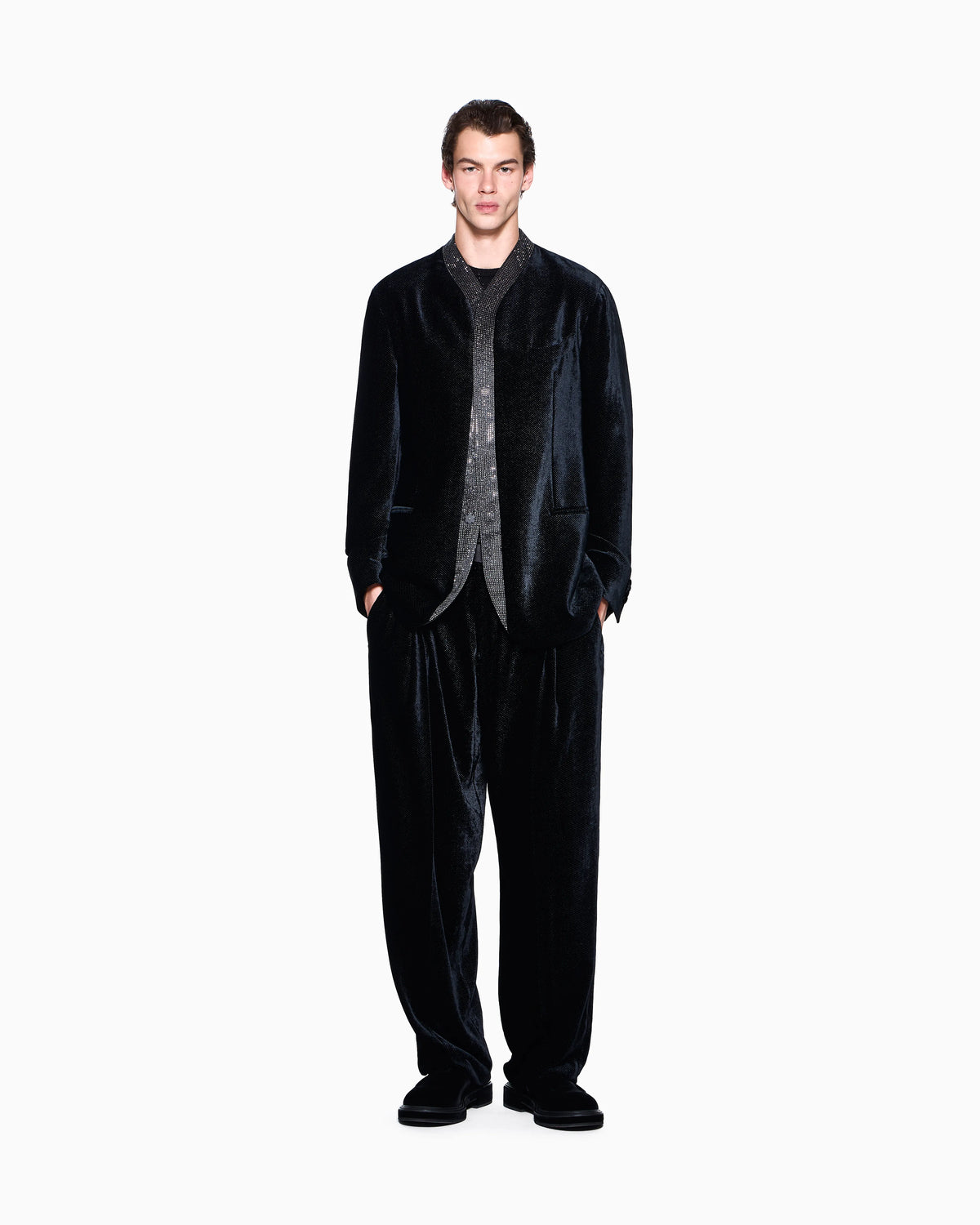 Oversized trousers Giorgio's in dotted smooth velvet