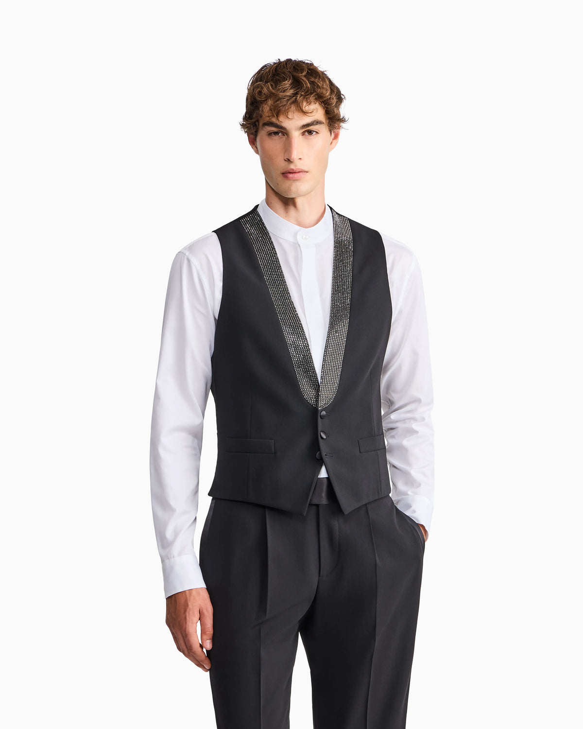 Waistcoat Giorgio's regular fit in pure virgin wool crepe