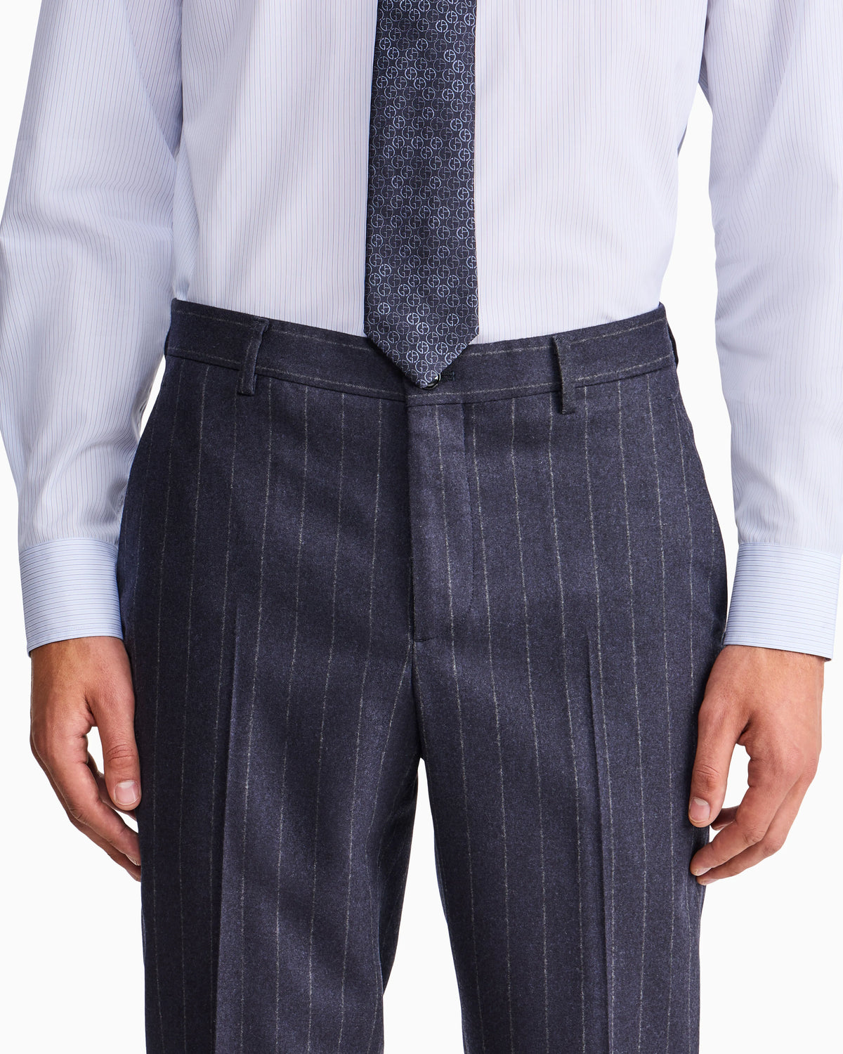 Slim-fit single-breasted suit in pinstripe flannel Soho