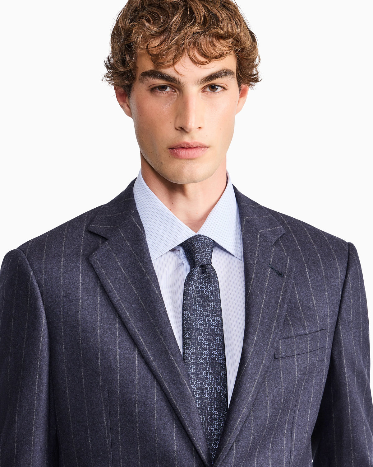 Slim-fit single-breasted suit in pinstripe flannel Soho