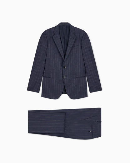Slim-fit single-breasted suit in pinstripe flannel Soho