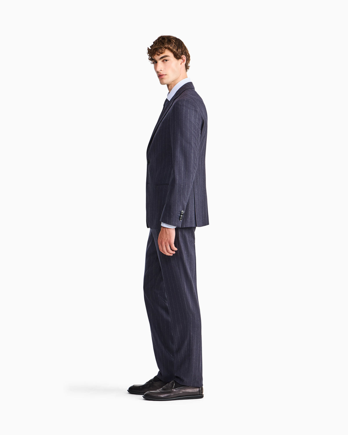 Slim-fit single-breasted suit in pinstripe flannel Soho