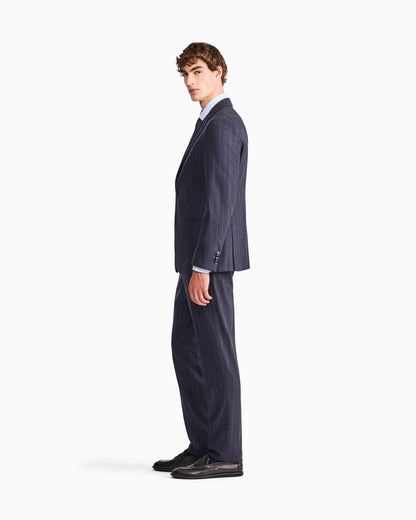 Slim-fit single-breasted suit in pinstripe flannel Soho