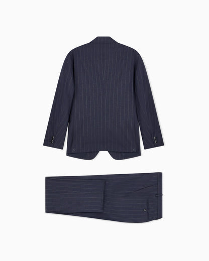 Slim-fit single-breasted suit in pinstripe flannel Soho