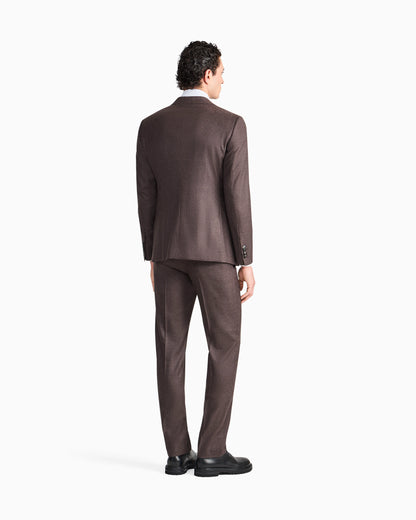 Slim-fit suit Soho in virgin wool flannel with peak lapels
