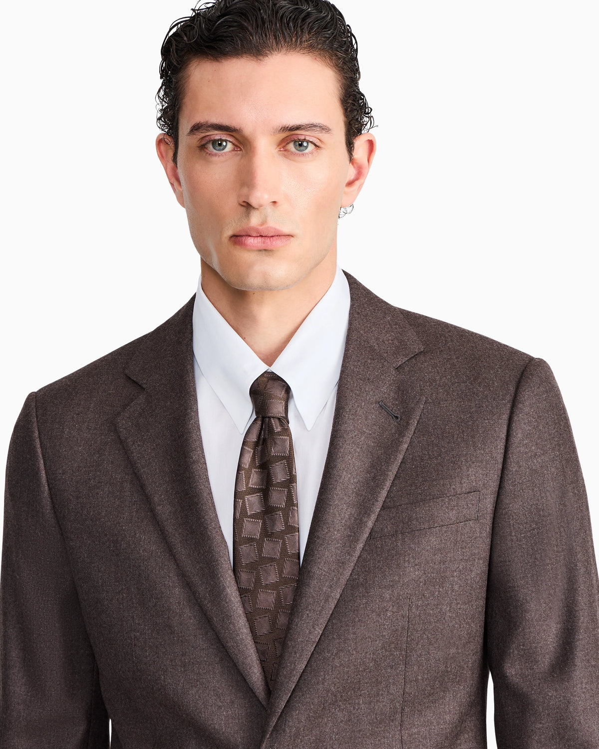 Slim-fit suit Soho in virgin wool flannel with peak lapels