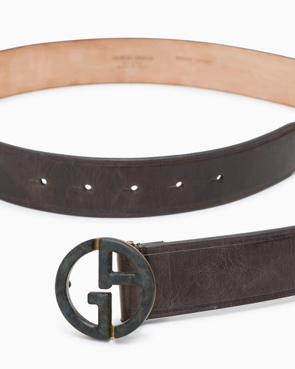Plate belt in leather