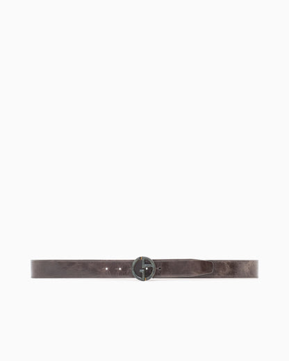 Plate belt in leather