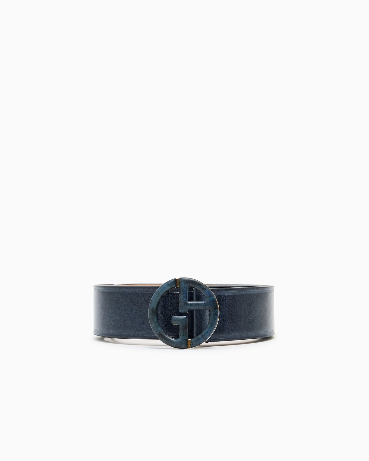Plate belt in leather