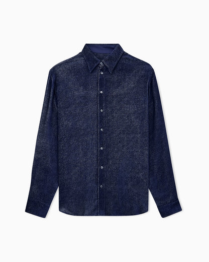 Shirt silk-blend devoré velvet twill design