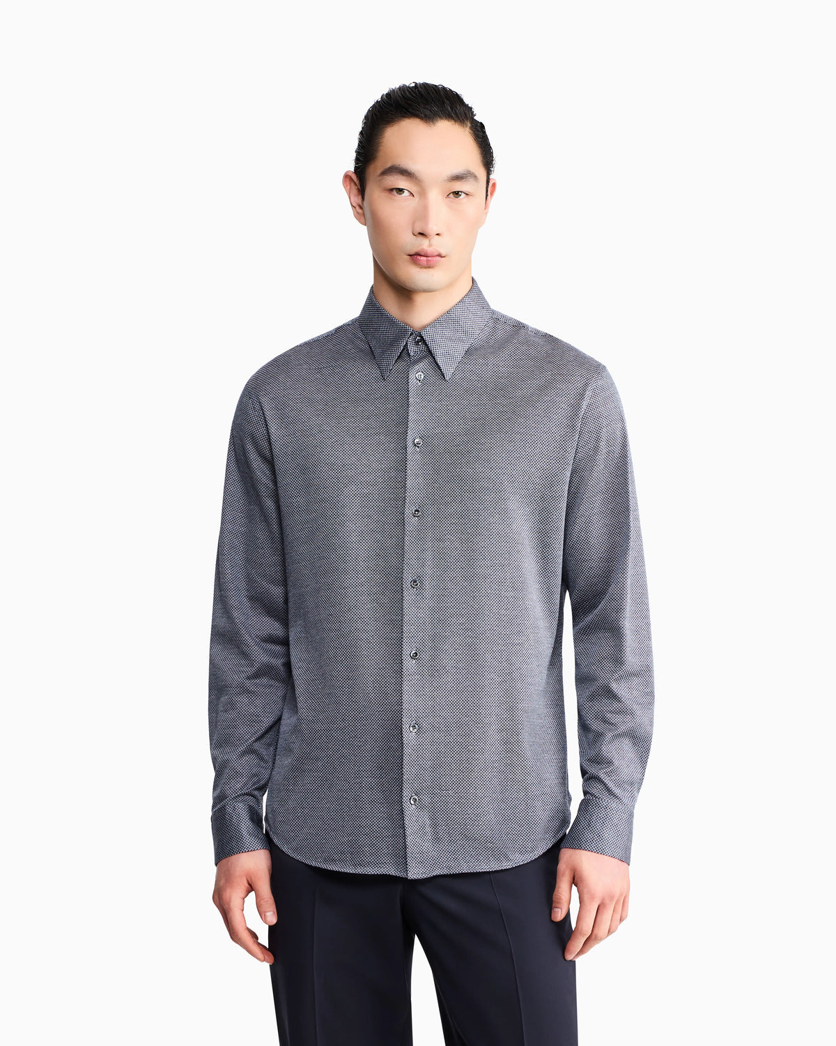 Shirt regular fit in micro jacquard cotton jersey