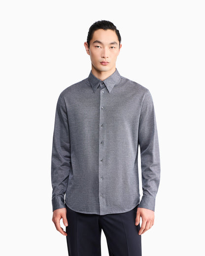 Shirt regular fit in micro jacquard cotton jersey