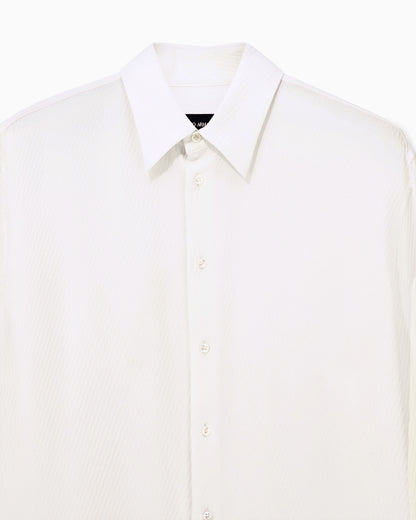 Shirt regular fit in viscose and silk diagonal cloque weave