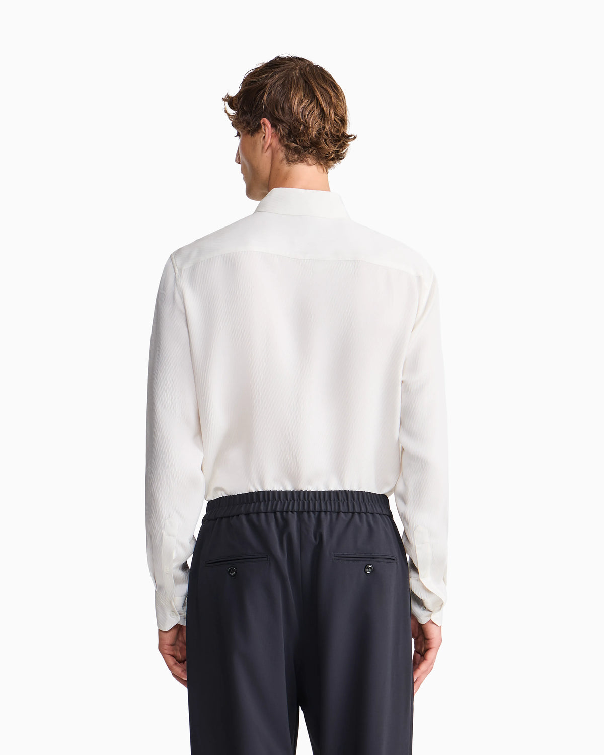 Shirt regular fit in viscose and silk diagonal cloque weave