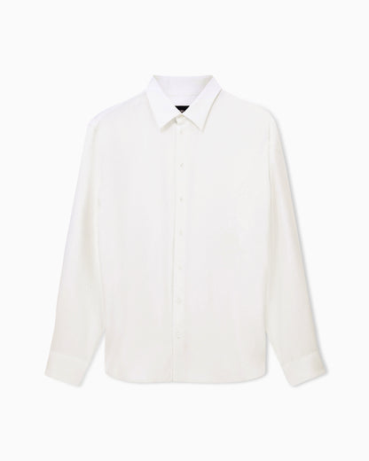 Shirt regular fit in viscose and silk diagonal cloque weave