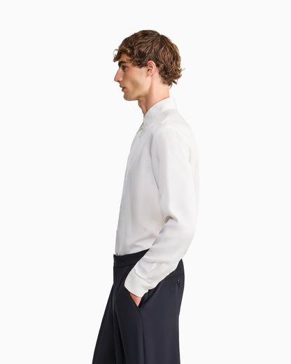 Shirt regular fit in viscose and silk diagonal cloque weave