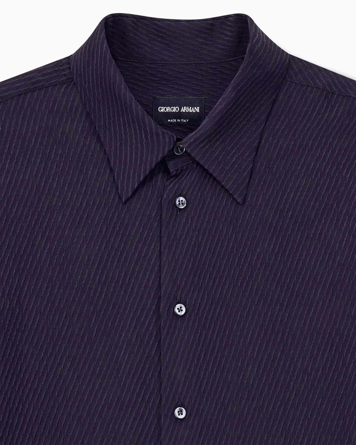 Shirt regular fit in viscose and silk diagonal cloque weave