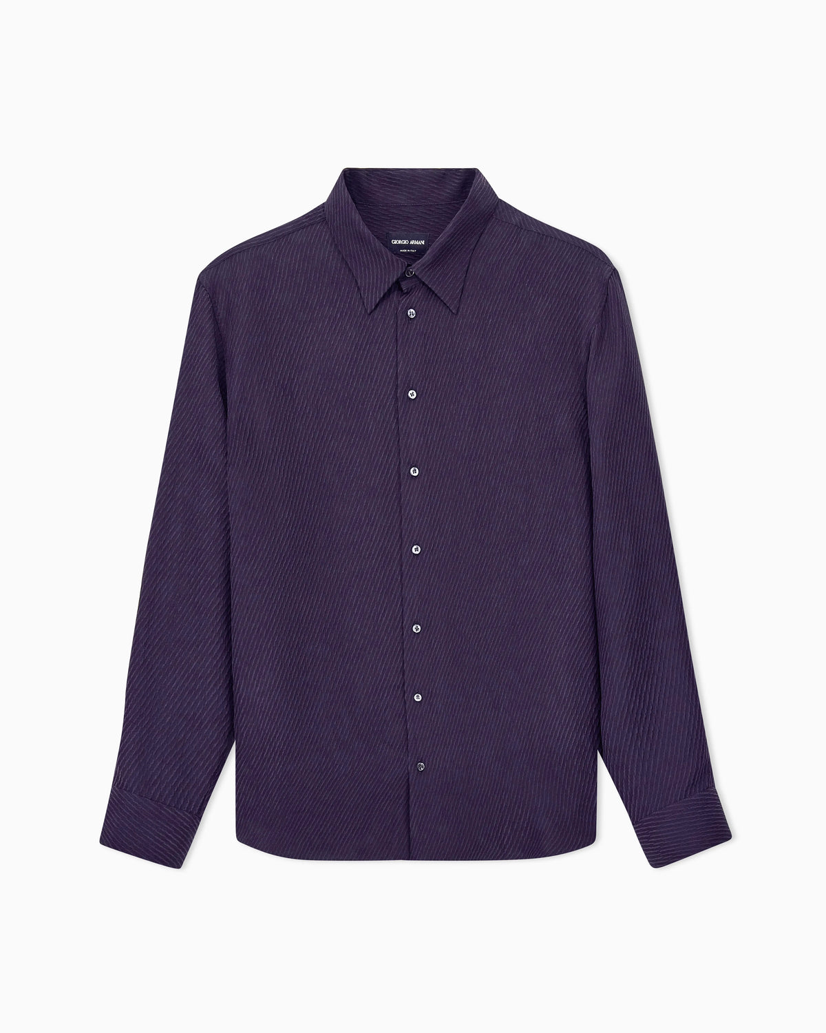 Shirt regular fit in viscose and silk diagonal cloque weave