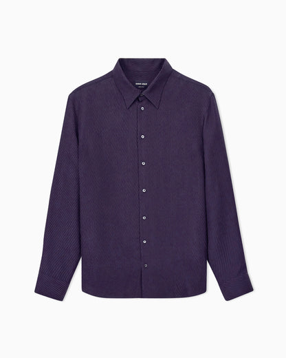 Shirt regular fit in viscose and silk diagonal cloque weave