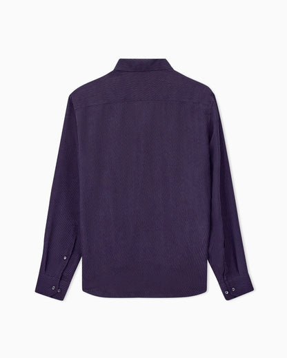 Shirt regular fit in viscose and silk diagonal cloque weave