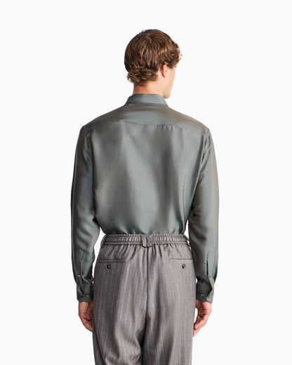 Shirt regular fit in iridescent yarn-dyed silk twill