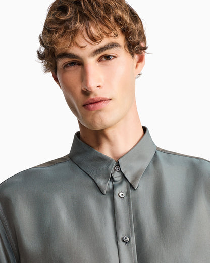 Shirt regular fit in iridescent yarn-dyed silk twill