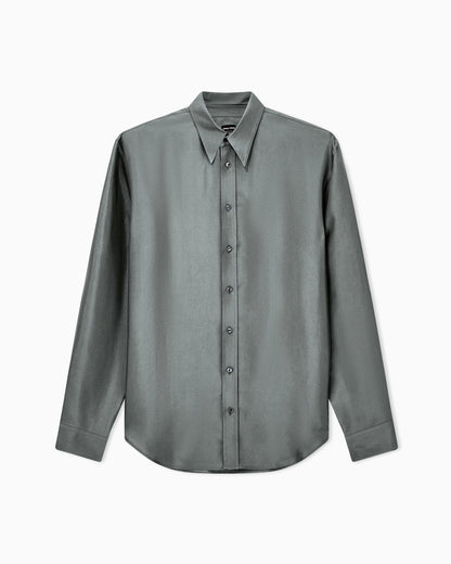 Shirt regular fit in iridescent yarn-dyed silk twill