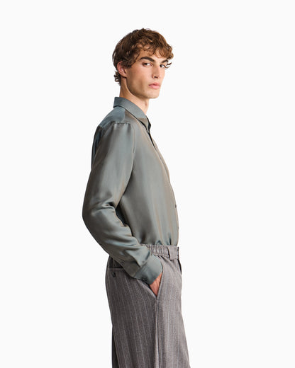 Shirt regular fit in iridescent yarn-dyed silk twill