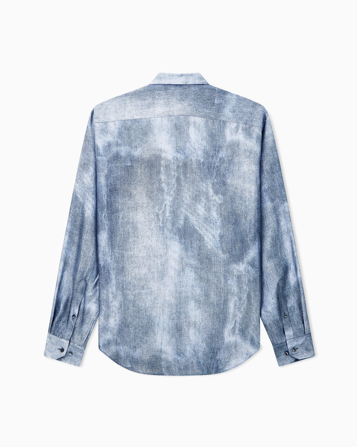 Shirt regular fit in silk twill with delavé denim effect