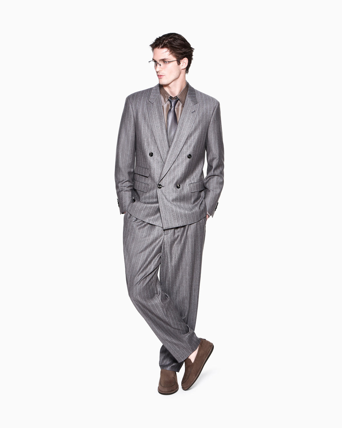 Oversized suit Heritage in jacquard pinstripe virgin wool