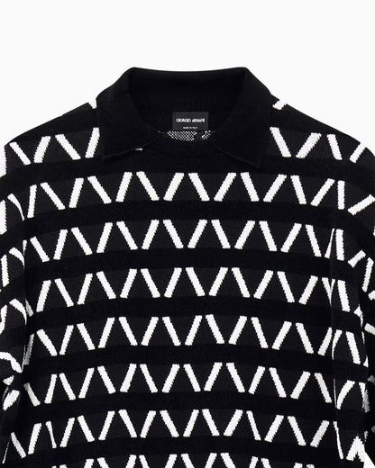 Sweater oversized jacquard in virgin wool and viscose