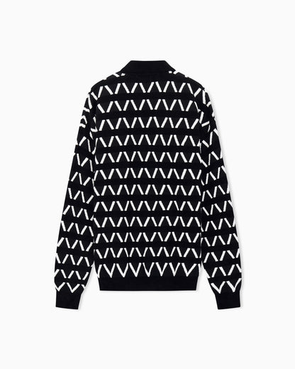 Sweater oversized jacquard in virgin wool and viscose