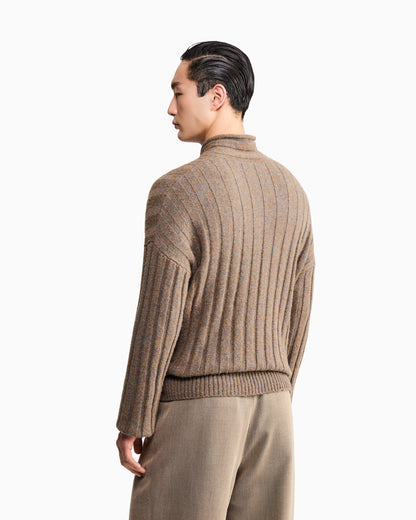 Sweater regular fit in wool with large rib stitch