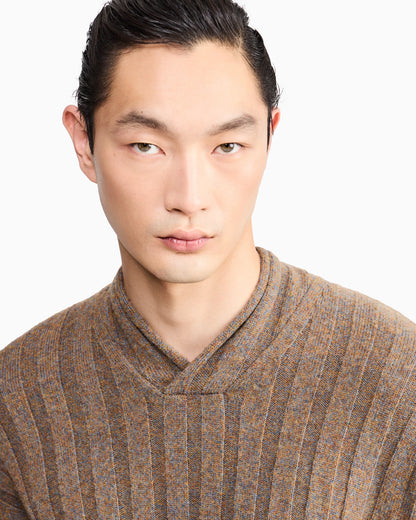Sweater regular fit in wool with large rib stitch