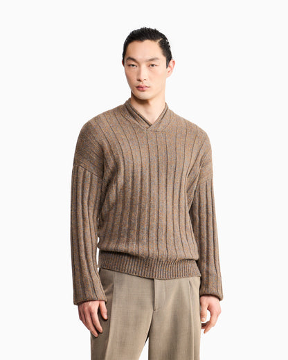 Sweater regular fit in wool with large rib stitch