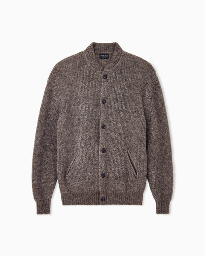 Cardigan regular fit mohair wool in half cardigan stitch