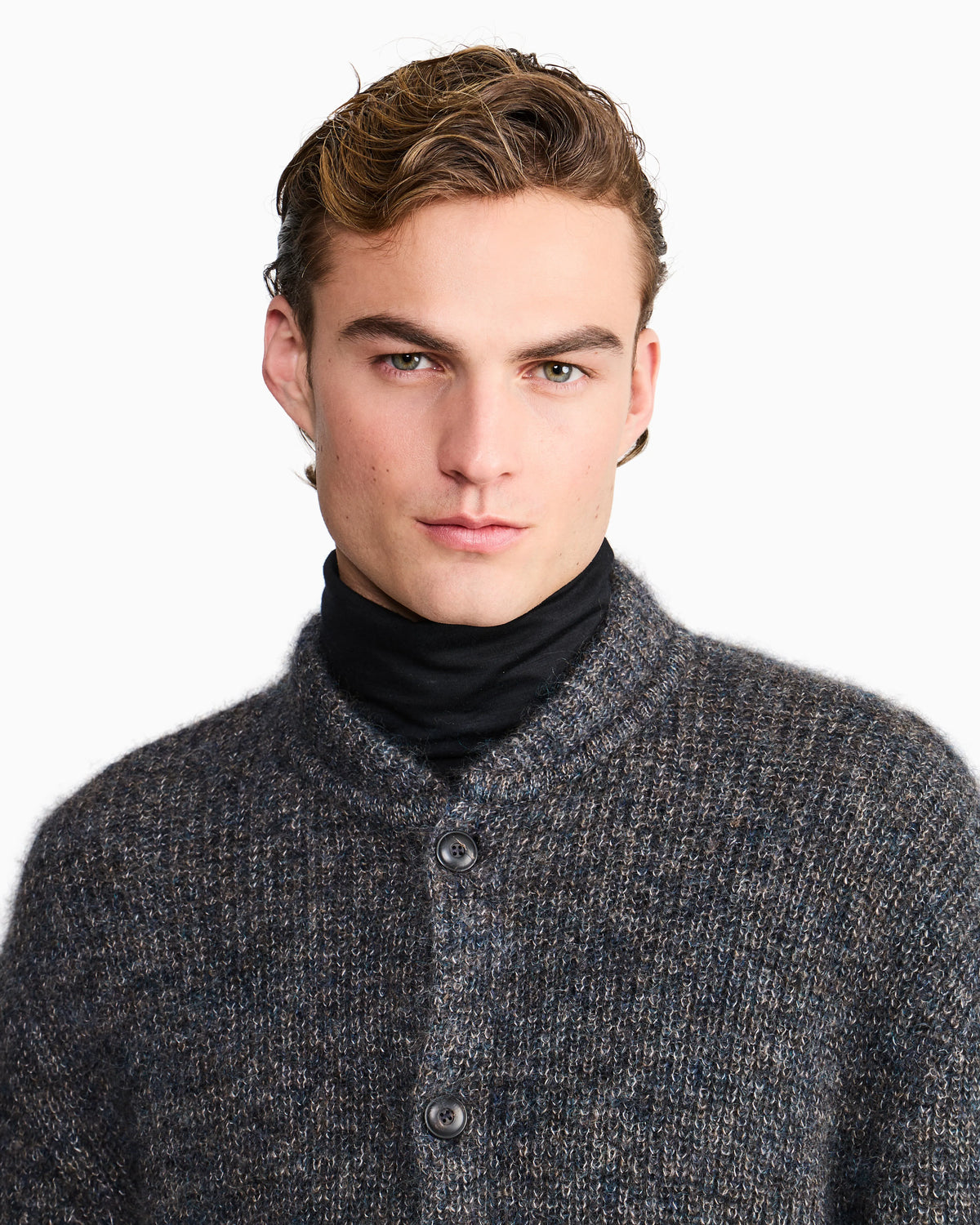 Cardigan regular fit mohair wool in half cardigan stitch