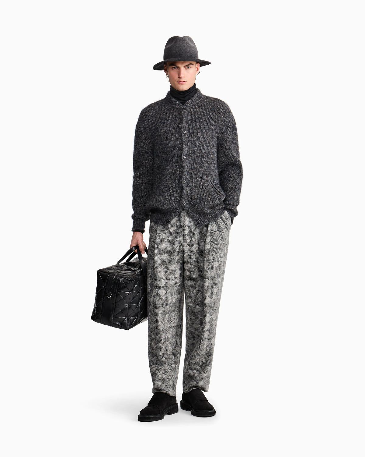 Cardigan regular fit mohair wool in half cardigan stitch