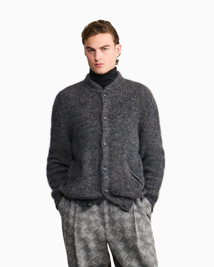 Cardigan regular fit mohair wool in half cardigan stitch