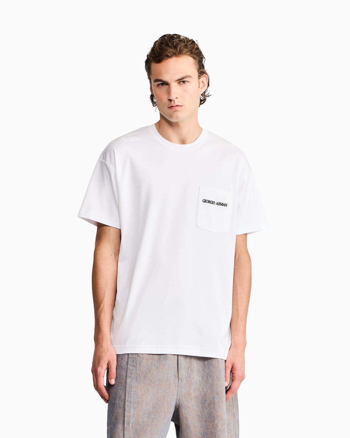 Cotton interlock jersey T-shirt with lettering on the back
