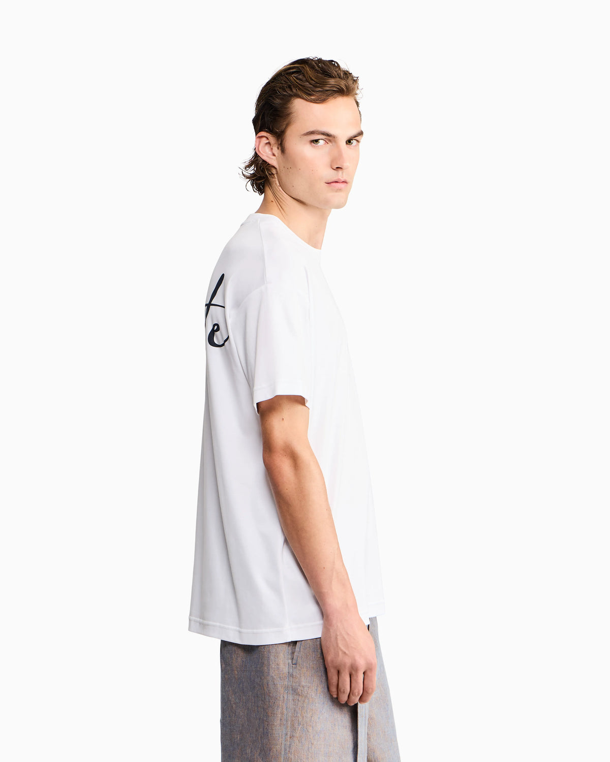Cotton interlock jersey T-shirt with lettering on the back