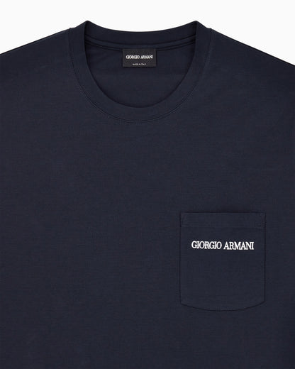 Cotton interlock jersey T-shirt with lettering on the back