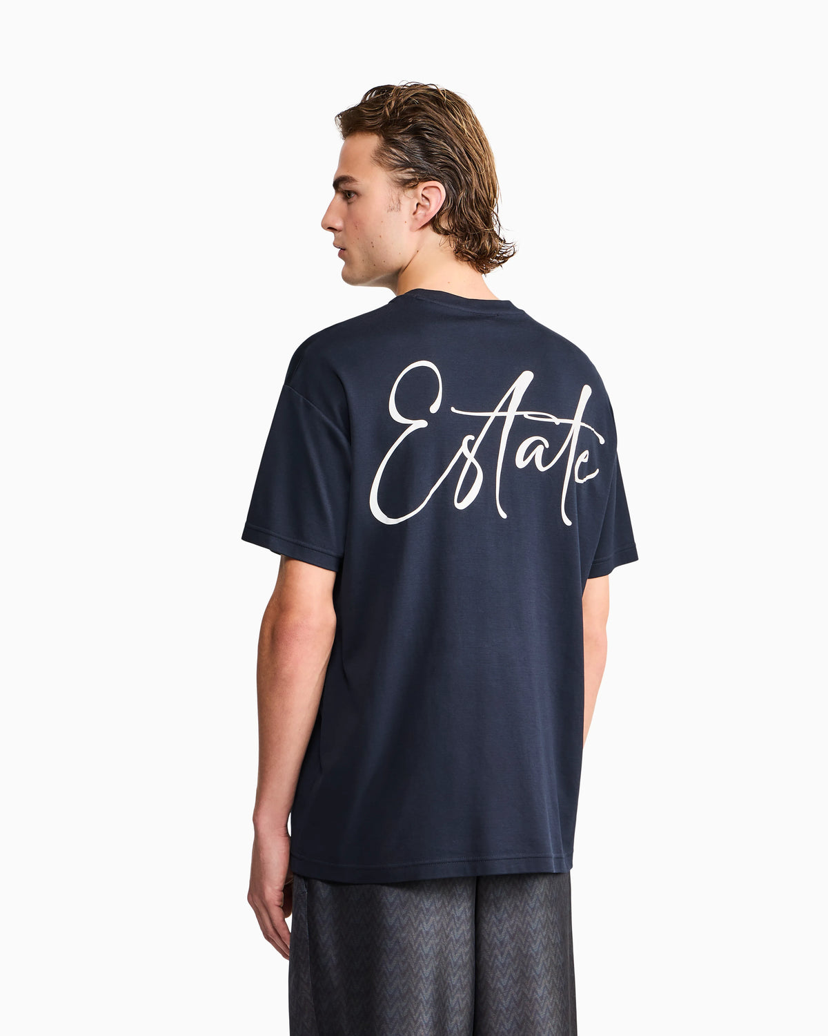 Cotton interlock jersey T-shirt with lettering on the back