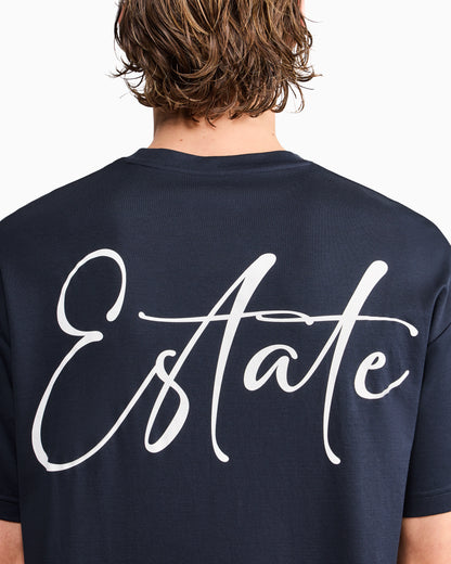 Cotton interlock jersey T-shirt with lettering on the back