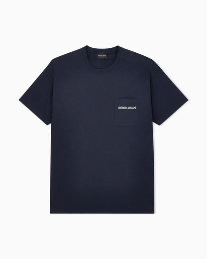 Cotton interlock jersey T-shirt with lettering on the back